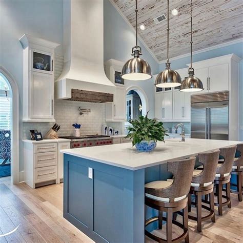 48 Gorgeous Coastal Kitchen Design Ideas Pimphomee Coastal Kitchen