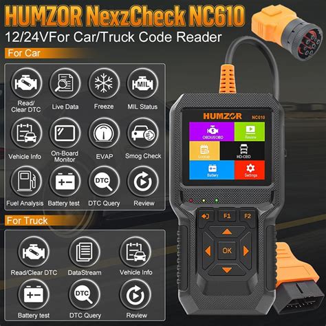 12V 24V HUMZOR NexzCheck NC610 Code Reader J1939 For Car Automotive