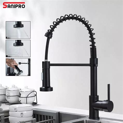 Sanipro Flexible Cold Hot Mixer Sink Tap Sus Stainless Steel Black