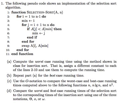 Solved The Following Pseudo Code Shows An Implementation Of Chegg