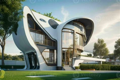 House In Trendy Futurism Style Pro Photo Stock Photo At Vecteezy