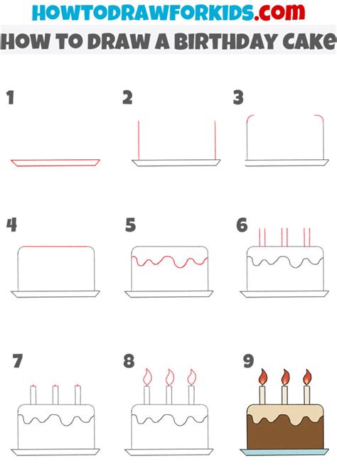 How to Draw a Birthday Cake - Easy Drawing Tutorial For Kids