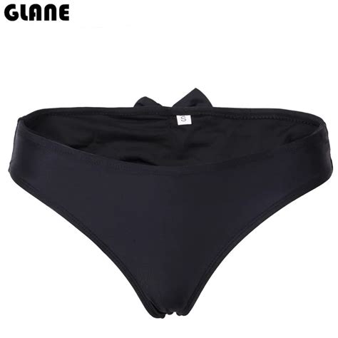 Sexy Solid Bowknot Thong Bikini Brazilian Cut Swimwear Women