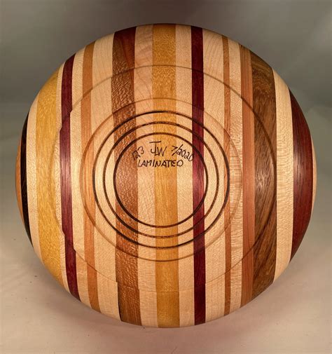 Hand Turned Laminated Wood Bowl Unique One Of A Kind Etsy