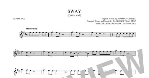 Sway Quien Sera Tenor Sax Solo Print Sheet Music Now