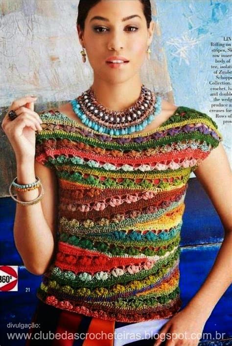 Blusas De Croche Coloridas - BLUSA DE CROCHÊ COLORIDA | Blusas de crochê, Moda croche, Roupas de crochê
