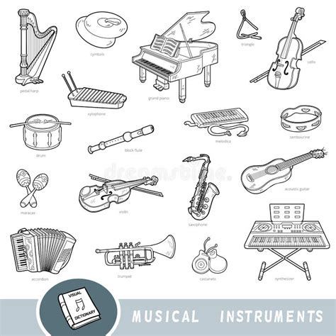 Conjunto De Instrumentos Musicales En Blanco Y Negro Colecci N De