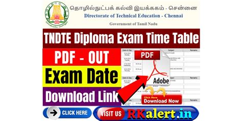 TNDTE Diploma Admit Card 2024 Out UG PG April Exam Time Table