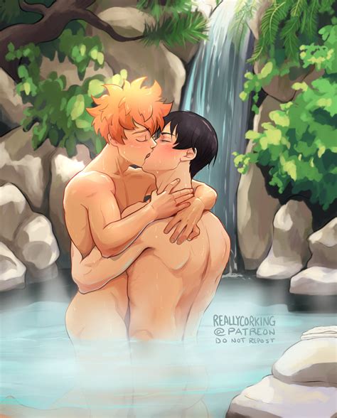 Rule 34 2boys Black Hair Blush Gay Haikyuu Hot Spring Kissing Male Male Only Orange Hair