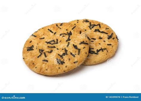 Galletas Japonesas Tradicionales Del Arroz Con Alga Marina Foto De