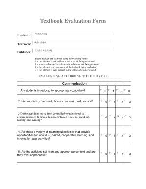 Fillable Online Textbook Evaluation Form Weebly Fax Email Print