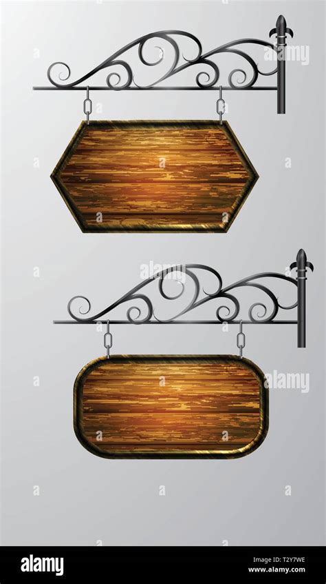 Hanging Wooden Board Vector Wooden Object For Text Stock Vector Image