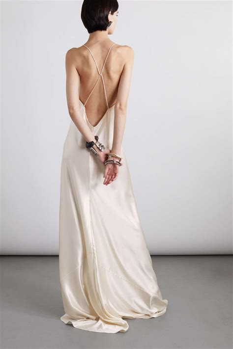 White Open Back Silk Satin Maxi Dress Saint Laurent Net A Porter