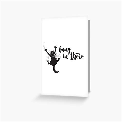 Hang In There Funny Cat Greeting Card By Jitterfly Redbubble