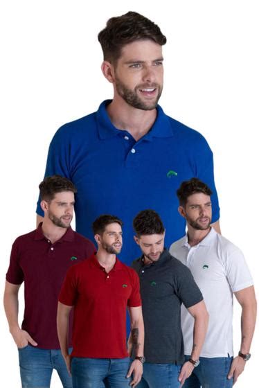 Kit 5 Camisa Gola Polo Masculina Marca Original Tecido Piquet Cia