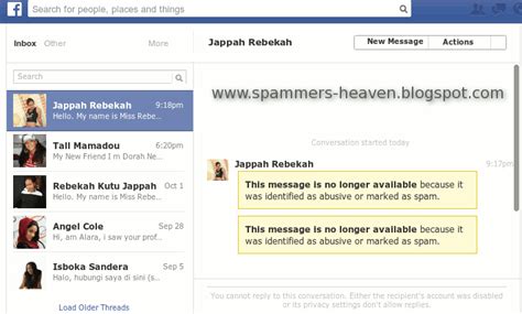 Facebook Messages Abusive Or Marked As Spam