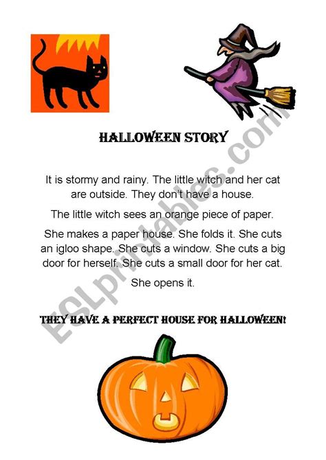 Halloween Paper Story Esl Worksheet By Sabine