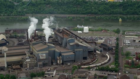 4 8K Stock Footage Aerial Video Of U S Steel Mon Valley Works Factory