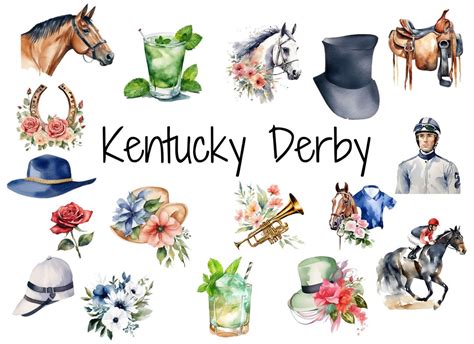 Kentucky Derby Clip Art Horse Racing Digital Download Printable ...