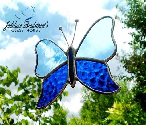 Blue Stained Glass Butterfly Suncatcher It S Better Handmade