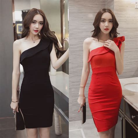 Sexy One Shoulder Party Bodycon Dress On Luulla