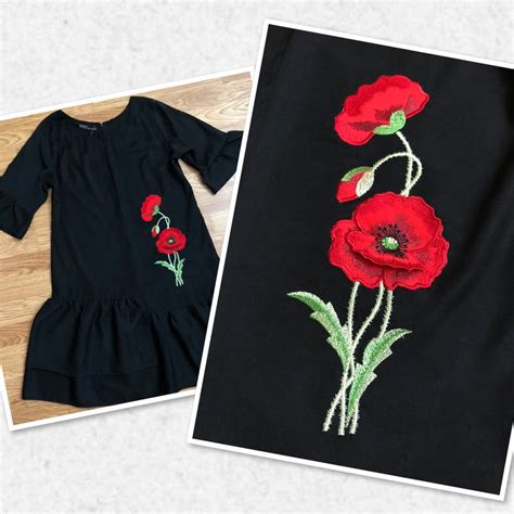 Poppy Flower Applique And 3D Applique Set Machine Embroidery Etsy