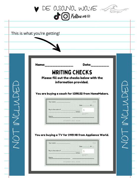 Writing Checks Money Worksheet Homeschooling Corner