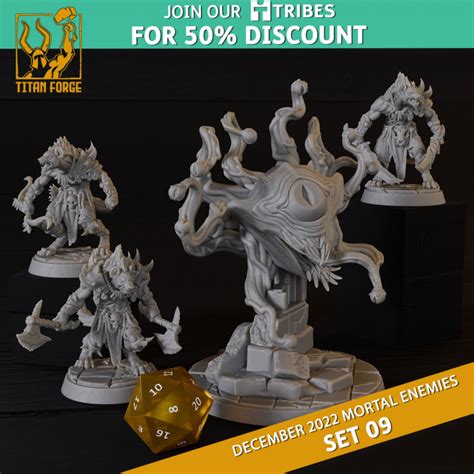 3D Printable RPG Monsters DnD 5e Mortal Enemies Set 09 By Titan