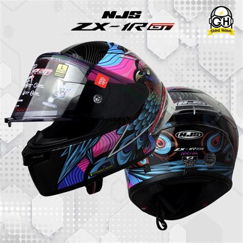 Jual HELM NJS ZX 1R ZX1R GT BROOKLYN BLACK MERAK FULL FACE Shopee