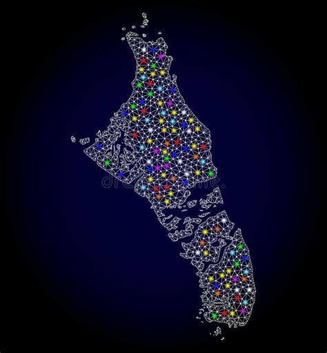 Mesh Wire Frame Map Delle Bahamas L Isola Di Andros Con I Punti