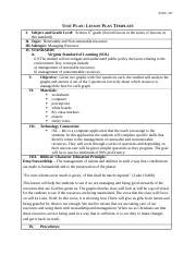 EDUC 307 Unit Plan Lesson Plan Template Docx EDUC 307 UNIT PLAN