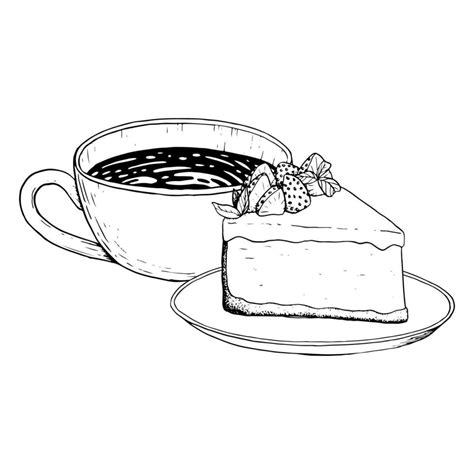 Hot coffee cup with cappuccino and strawberry cheesecake dessert vector ...