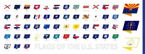 Premium Vector | Modern pin flags of the us states of america