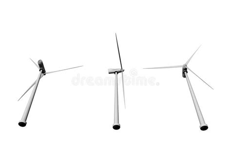 Wind Power Industrial Illustration Of 3 Wind Turbines View From Bottom