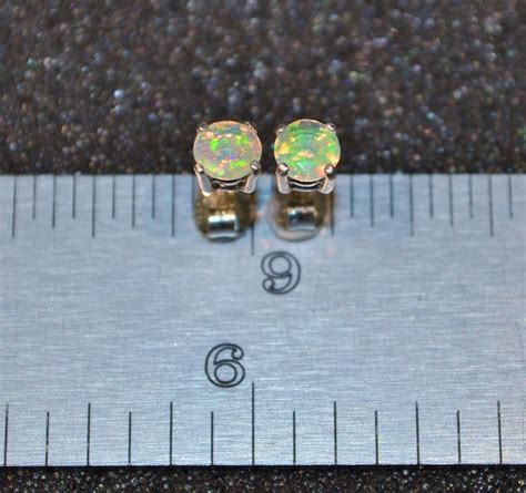 Genuine Ethiopian Opal Stud Earrings Choose A Size Sterling Etsy