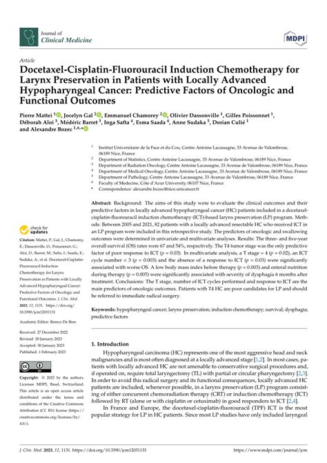 PDF Docetaxel Cisplatin Fluorouracil Induction Chemotherapy For