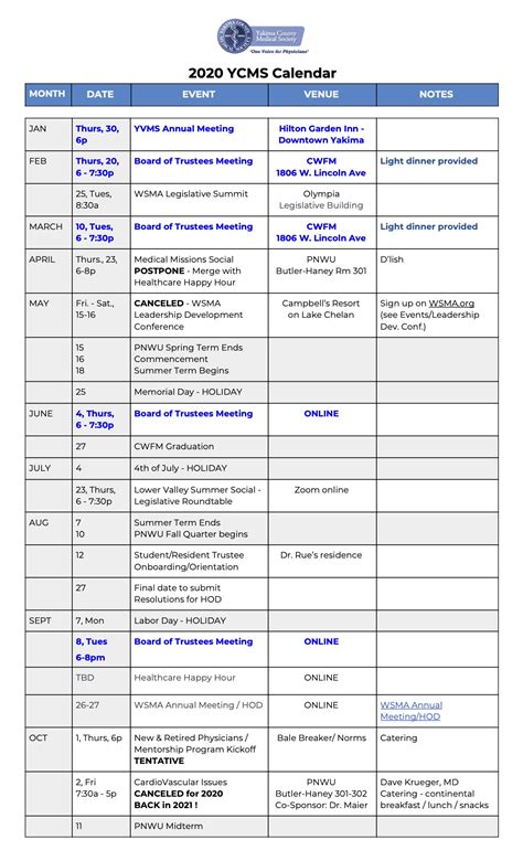 Yakima County Calendar - CountyCalendars.net