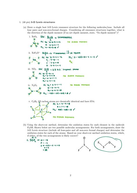 Lewis Structure Practice - ####### 1. (40 pts) 3-D Lewis structures ...