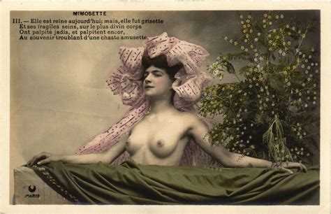 Pc Cpa Risque Nude Female Lady Mimosette Real Photo Postcard B