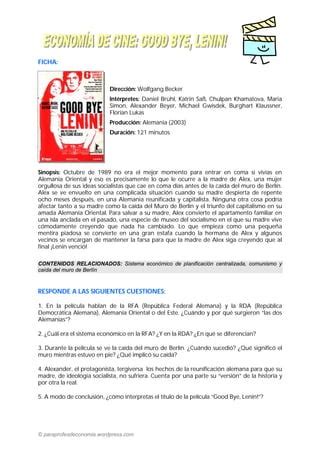 Ficha De Trabajo Good Bye Lenin PDF