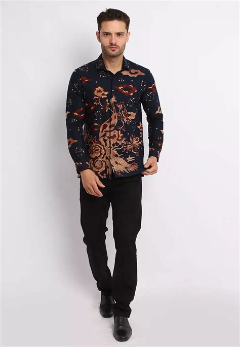 Jual Maginot MAGINOT SANJAYA NAVY Batik Slim Fit Lengan Panjang