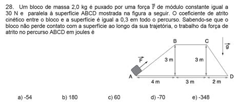 Um Bloco De Massa Kg Puxado Por Uma For A De M Dulo Constante