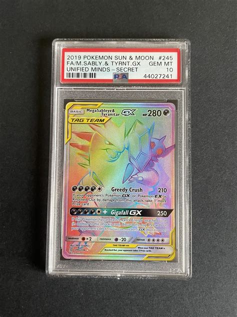 Mega Sableye Tyranitar GX 245 236 Unified Minds Secret Rainbow Rare