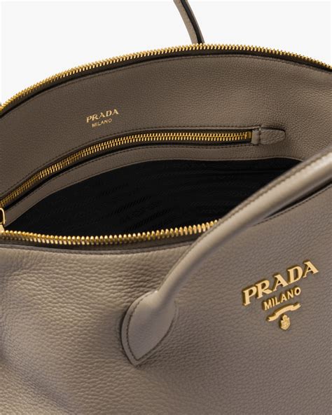 Clay Gray Leather Handbag Prada