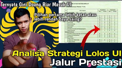 Beginilah Contoh Nilai Raport Dan Strategi Pemilihan Jurusan Lolos Ui