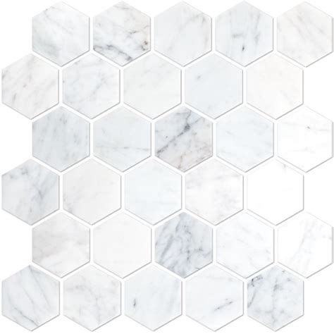 Carrara White Marble Honed Hexagon Mosaic Tile X In