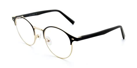 Black Gold Oversized Metal Round Eyeglasses 9099