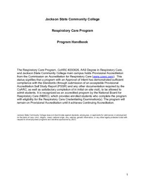 Fillable Online Respiratory Carejackson State Community College Fax