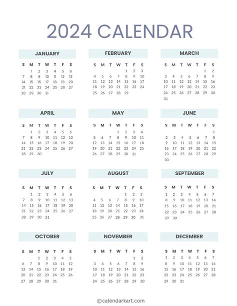 Free Printable Year At A Glance Calendar