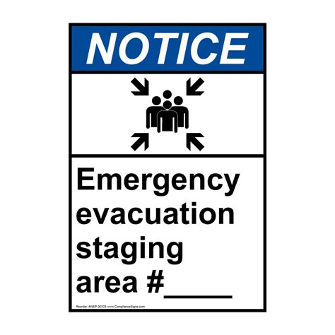 Ansi Emergency Evacuation Staging Sign With Symbol Ane 30333